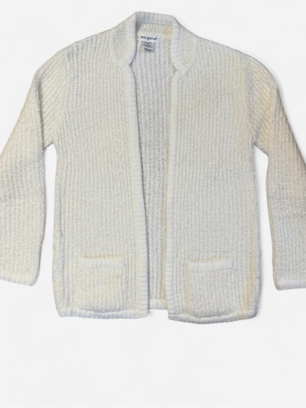 Vintage 90’s Cream Knit Women's Sweater Cardigan, Medium